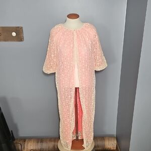 ILGWU, Vintage, Lace, Housecoat, Robe, Size Small